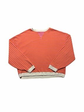 Free People Orange and Pink Striped Oversized Crewneck